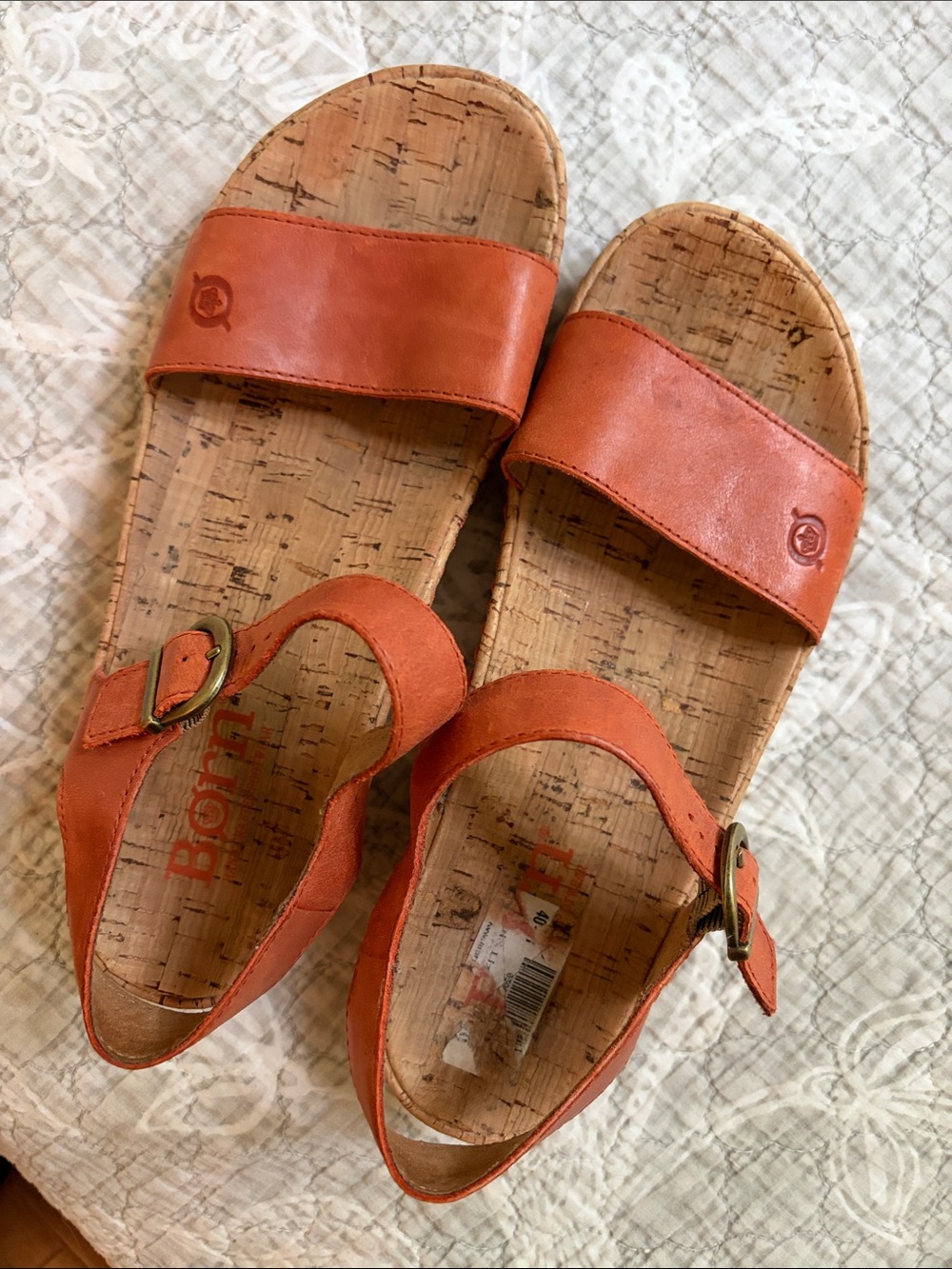 Börn Coral/Orange Cork Sandals